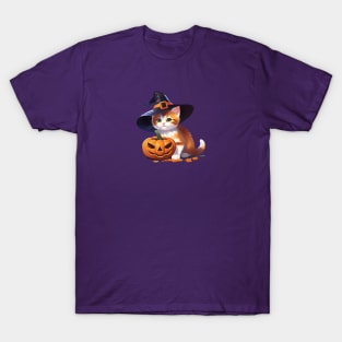 Ginger kitten with Halloween pumpkin T-Shirt